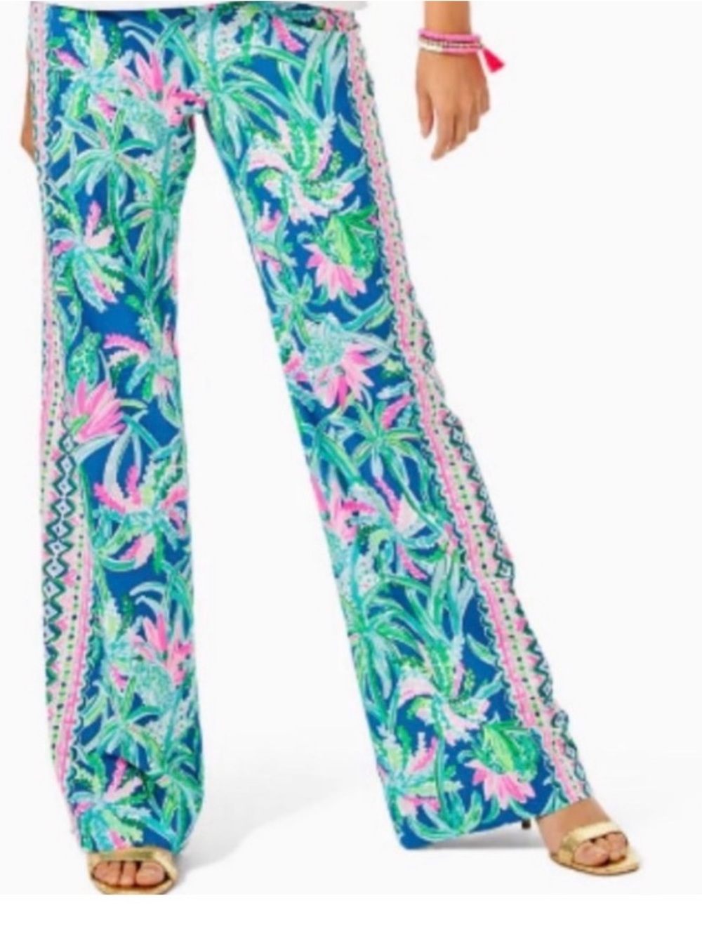 Lilly Pulitzer Bali Harbor midrise Print Palazzo Pants macaw blue